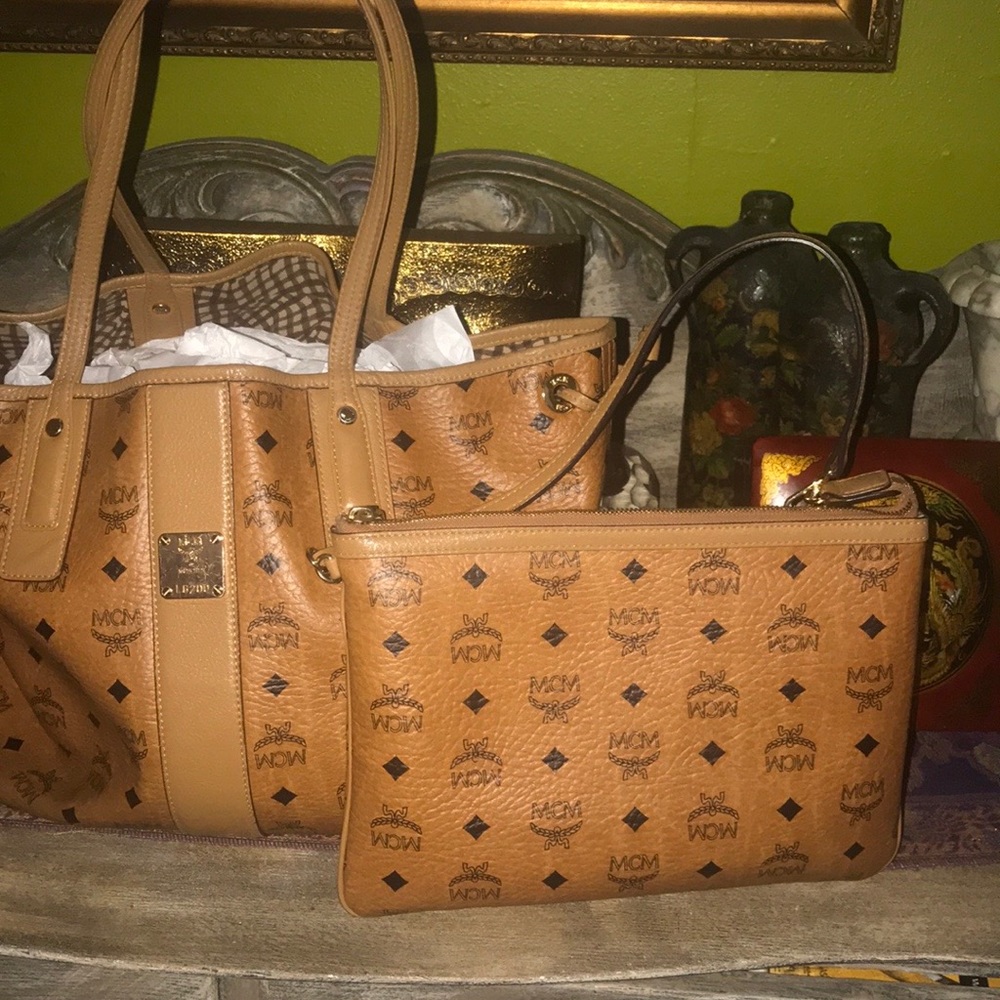 MCM tote and smaller inside detachable bag